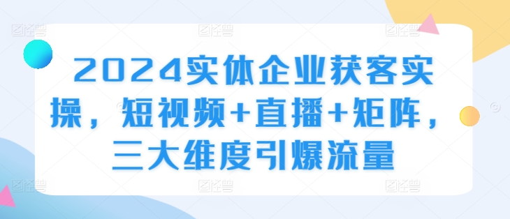 2024实体企业获客实操，短视频+直播+矩阵，三大维度引爆流量插图