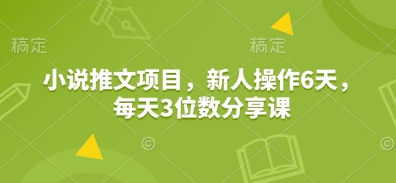 小说推文项目，新人操作6天，每天3位数分享课插图