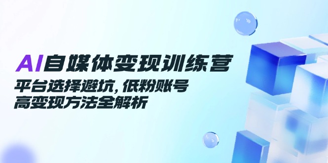 AI自媒体变现训练营，平台选择避坑，低粉账号高变现方法全解析插图