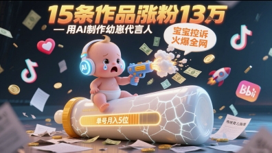 用AI制作幼崽代言人，宝宝的控诉火爆全网，15条作品涨粉13W，单号月入5位数实操教程插图