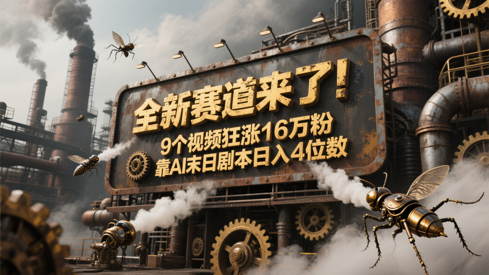 全新赛道来了！9个视频狂涨16万粉，靠AI末日剧本日入4位数，评论区爆肝追更！插图