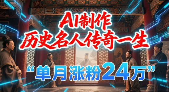 暴力起号！用AI制作历史名人传奇一生，单月涨粉24W，涨粉+变现赛道黑马来了插图