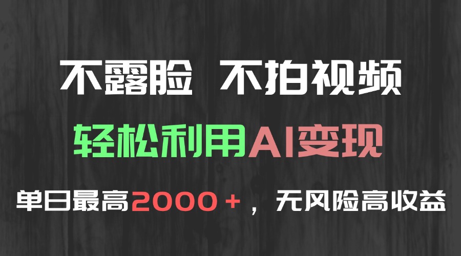 不露脸，不拍视频，轻松利用AI变现，单日最高2000＋，无风险高利润插图